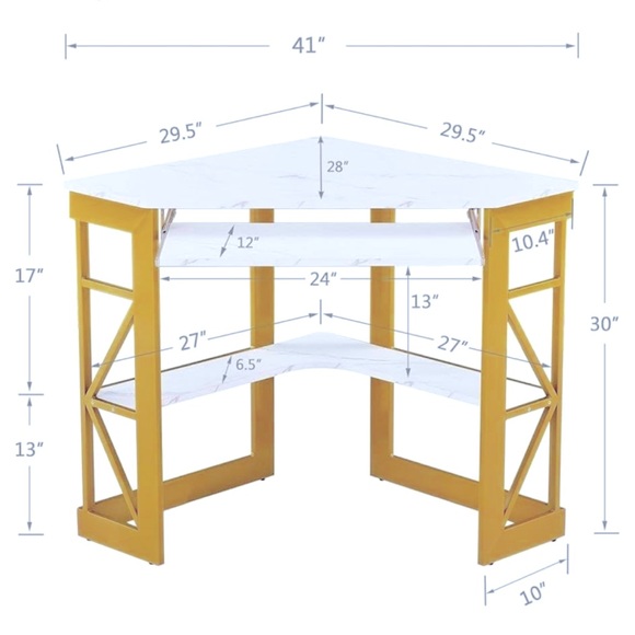 Corner Computer Desk Writing Smooth Keyboard Tray & Lower Shelving - Picture 1 of 3